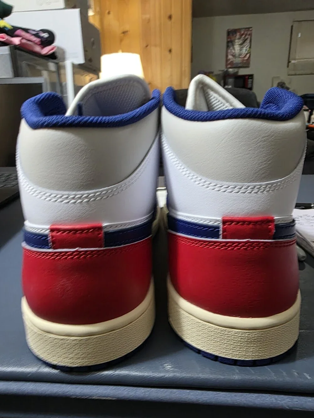 Jordan 1 Mid Size 11m,  Men’s Sneakers in Red, Blue & White New.
